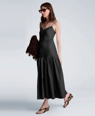 Women's Sweetheart Neck Bubble Flounce Midi Dress