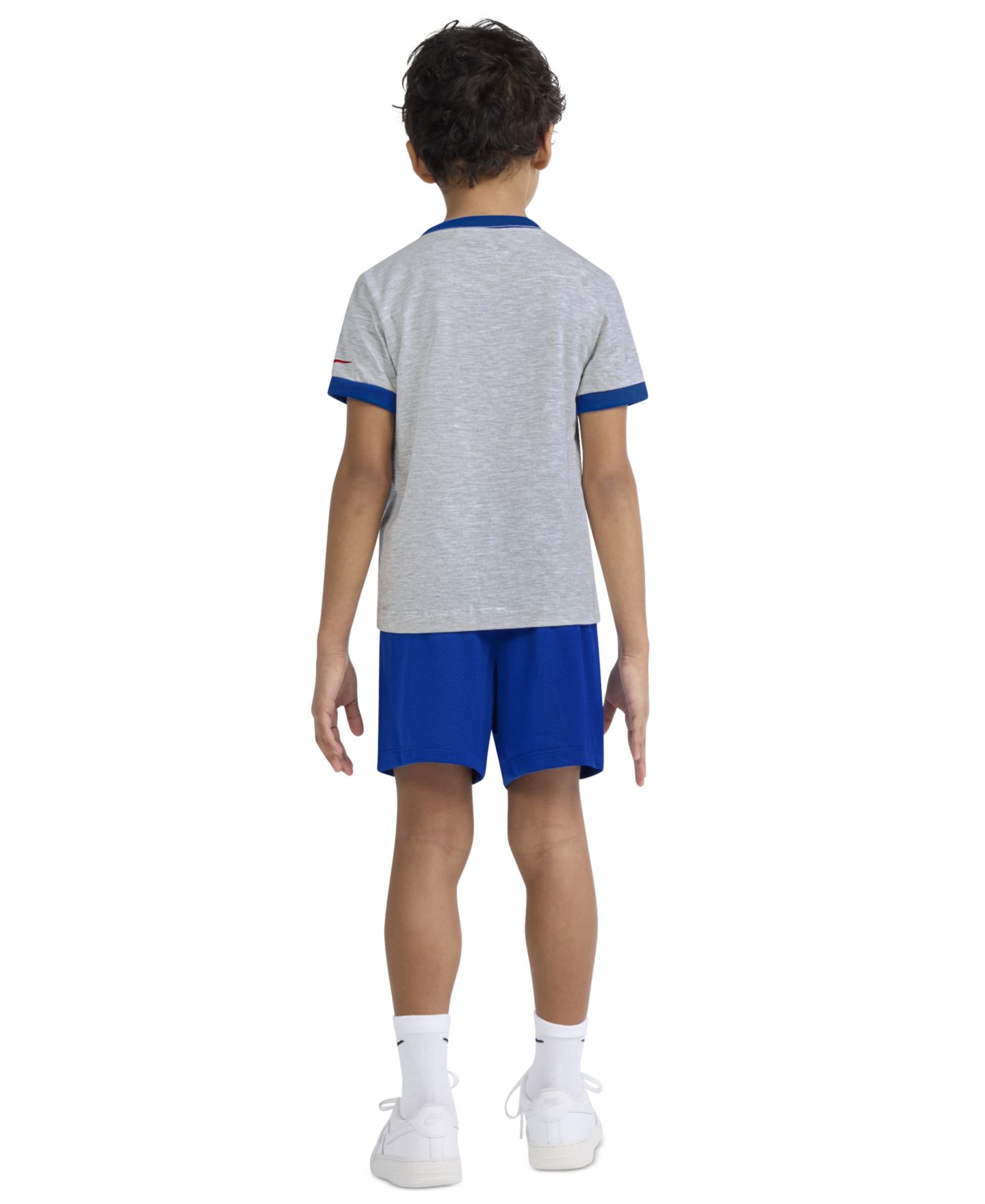 Nike Boys' 4-7 Dri-FIT Baseball Character Short-Sleeve T-Shirt and Shorts, 2-Piece Set, цвет: Королевский синий / Меланжевый серый — фото 3