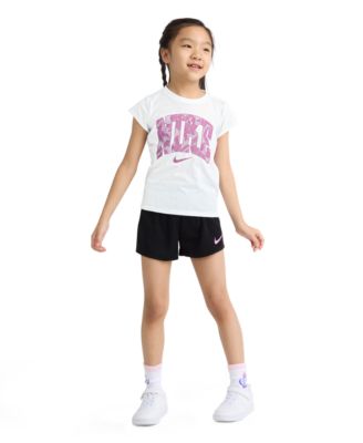 Girls' 4-6X Lace It Up Crewneck T-Shirt and Mesh Shorts, 2-Piece Set