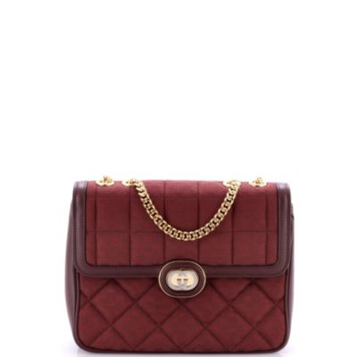 Small Deco Chain Flap Bag Mixed Quilt Mini GG Canvas and Leather