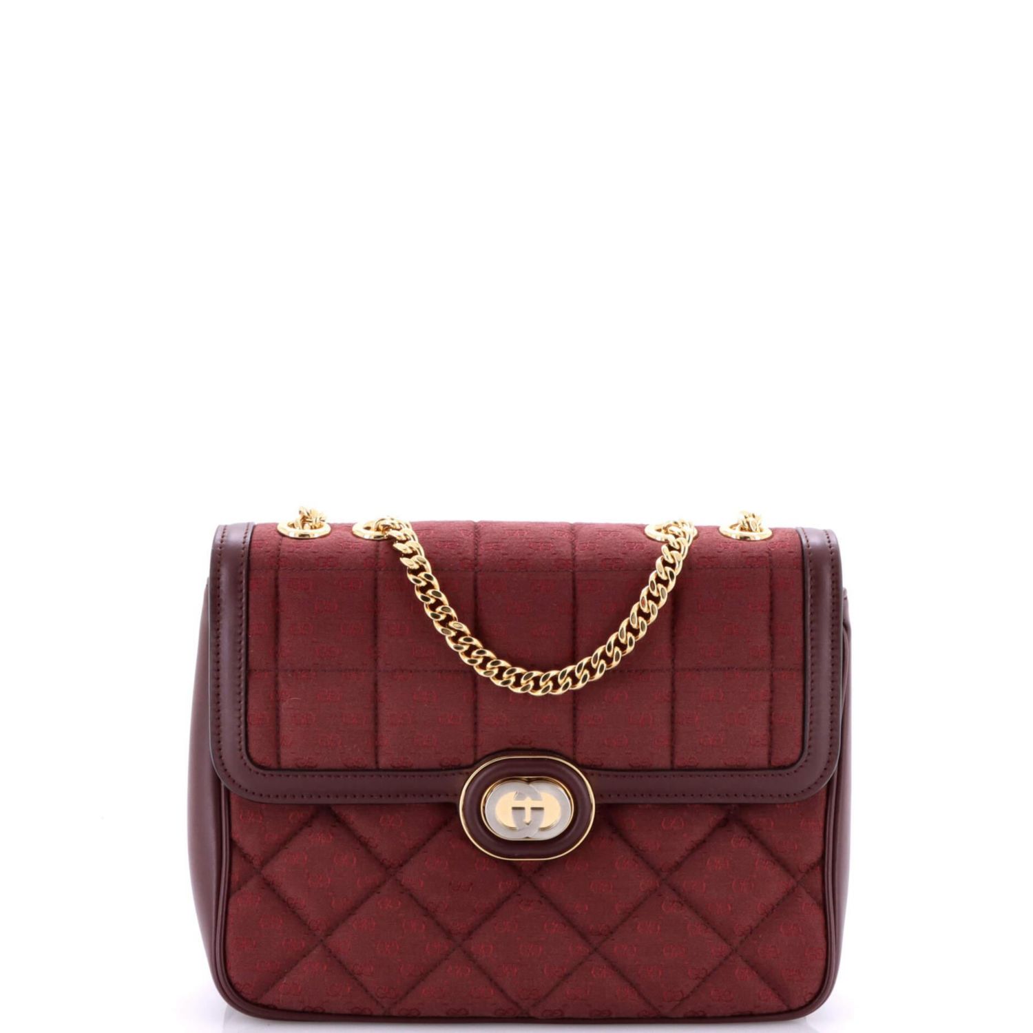 Small Deco Chain Flap Bag Mixed Quilt Mini GG Canvas and Leather