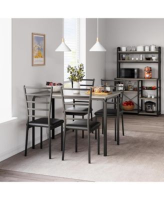 5-Piece Kitchen Dining Room Table Chair Set for Small Space, Indoor Modern Dinette Set for 4, Square Dinner Table Set