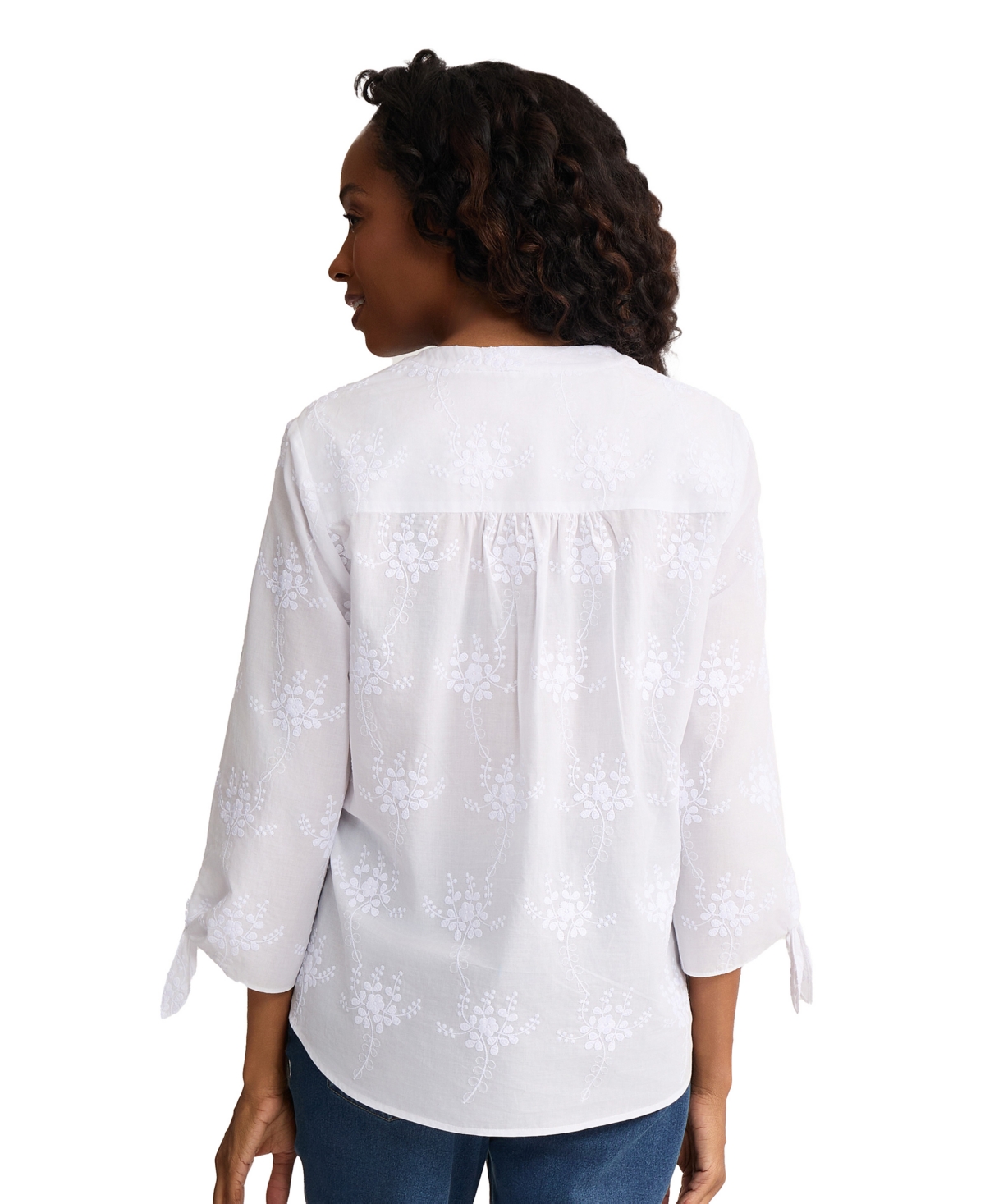 Jones New York Women's Collared Button-Front Tie-Sleeve Shirt