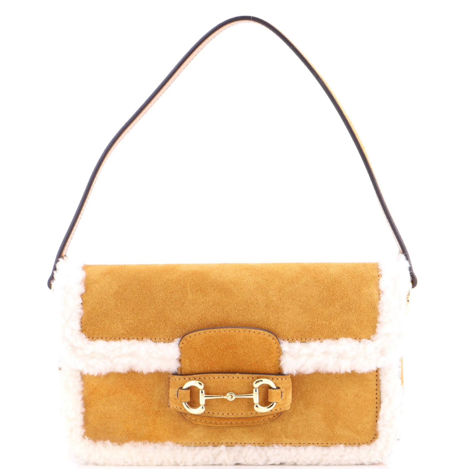Mini Horsebit 1955 Shoulder Bag Suede with Shearling