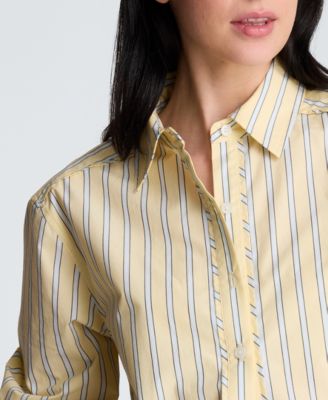 Women's Bias Piping Cropped Long-Sleeve Shirt