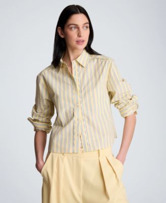 Women's Bias Piping Cropped Long-Sleeve Shirt