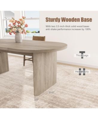 70.8 Inch Oval Dining Table with Upholstered Dining Chairs, Kitchen Table with Sturdy Wooden Base, High Back Dining Chair with Wood Legs