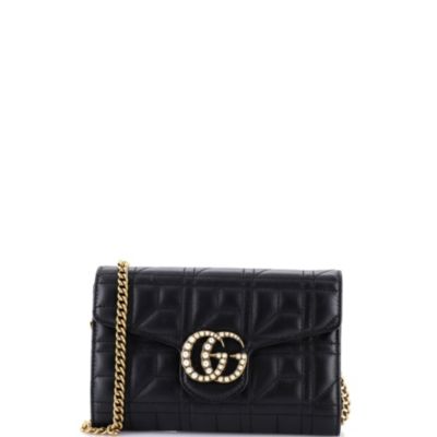 Mini Pearly GG Marmont Chain Wallet Matelasse Leather