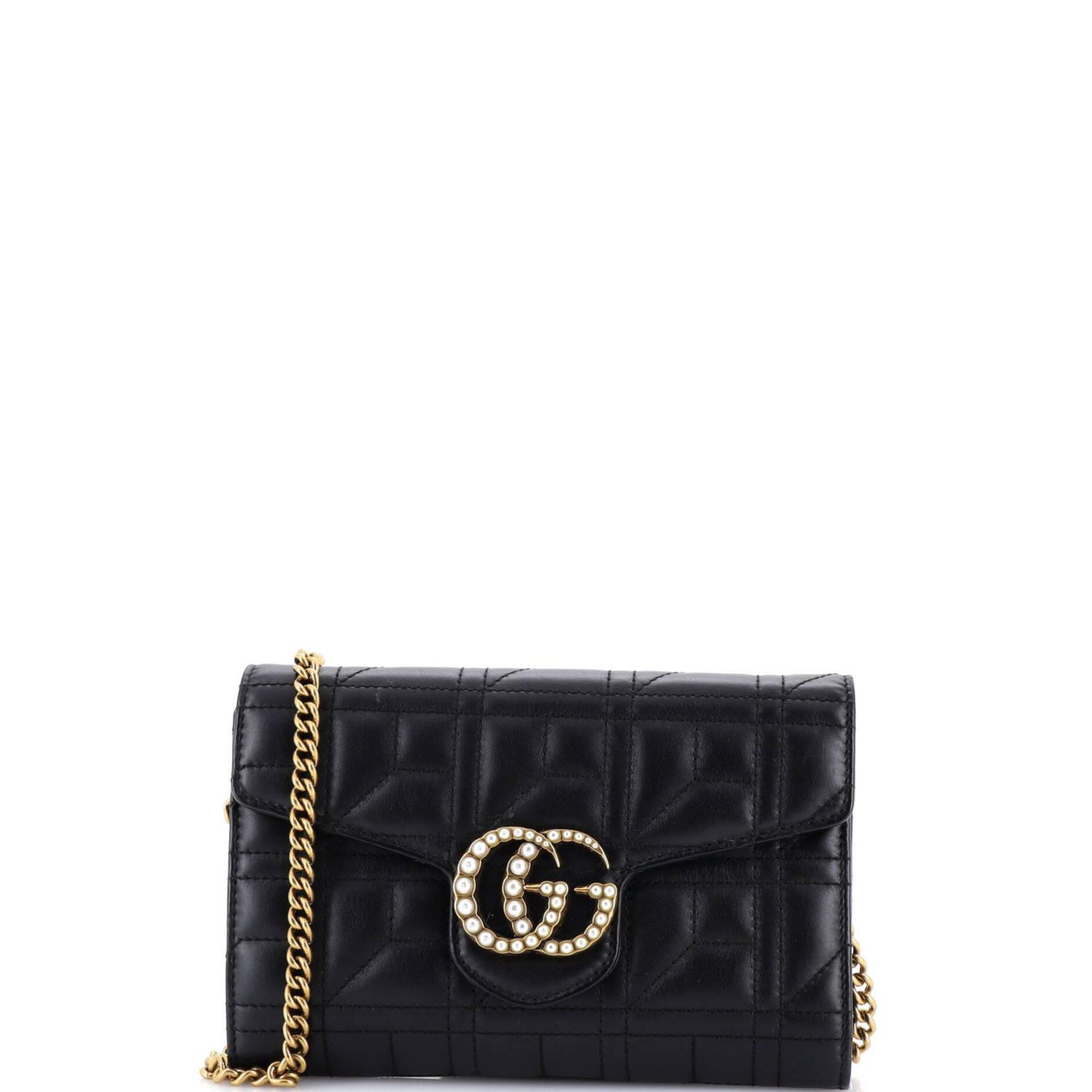 Mini Pearly GG Marmont Chain Wallet Matelasse Leather