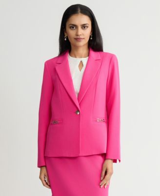 Women's One-Button Chain-Trim Blazer, Regular & Petite