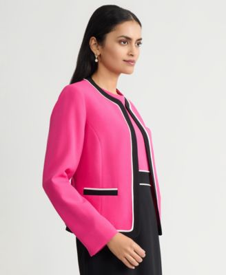 Women's Contrast-Trim Open-Front Jacket, Regular & Petite