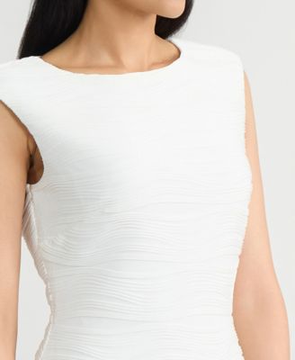 Women's Crewneck Wave Knit Sheath Dress