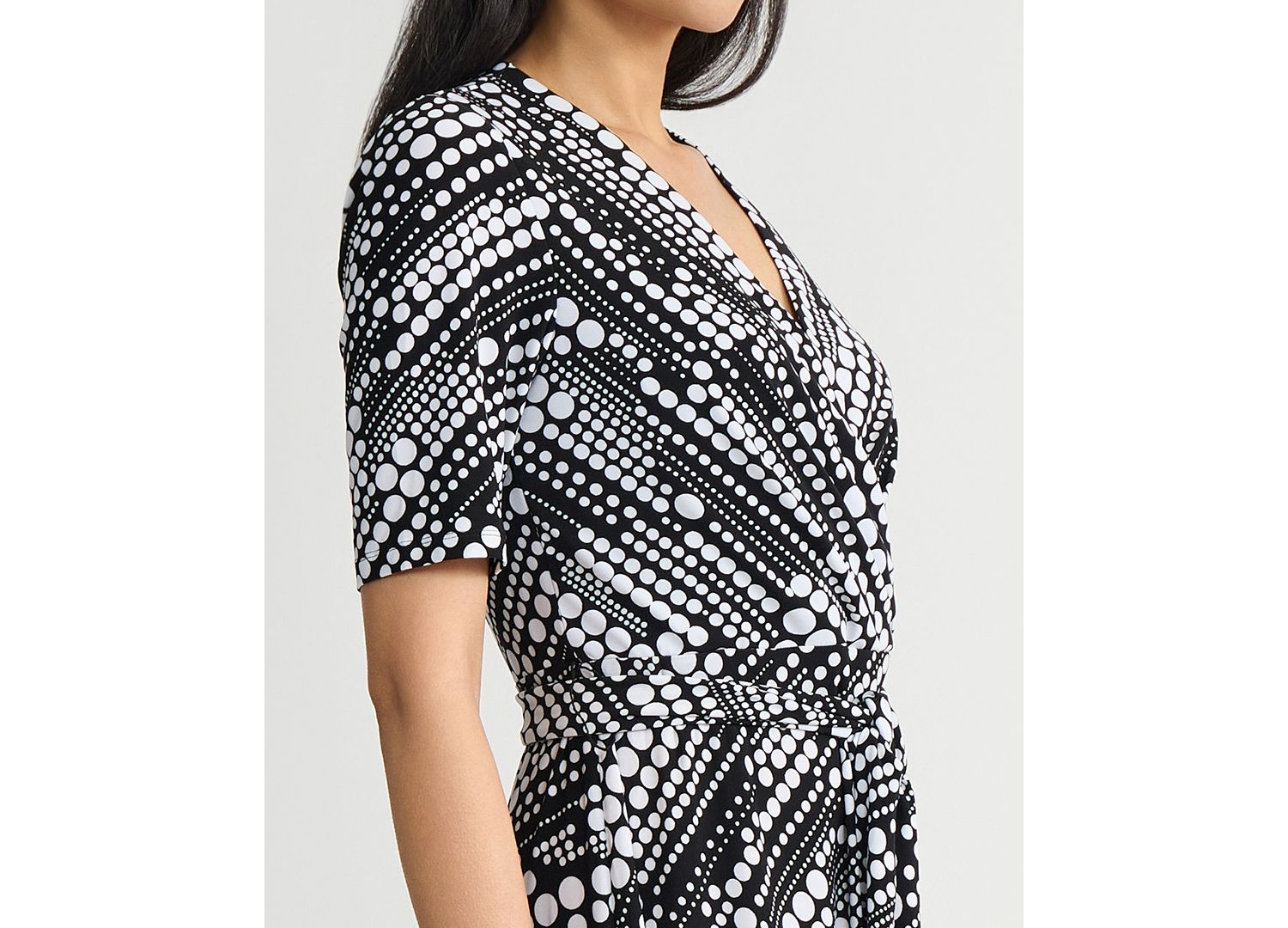 Women's Printed Faux-Wrap Midi Dress