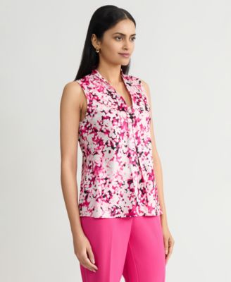 Women's Tie-Neck Sleeveless Top, Regular & Petite