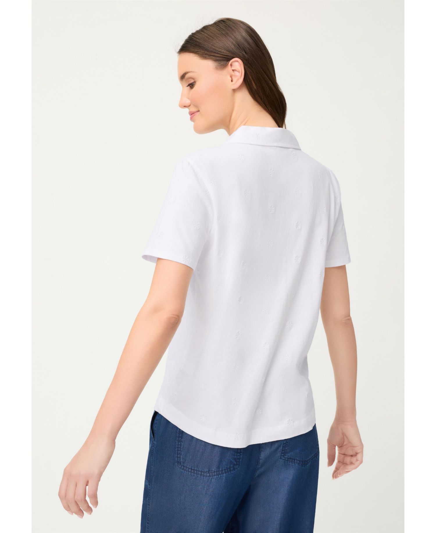 Women's Embroidered Polo Henley T-Shirt