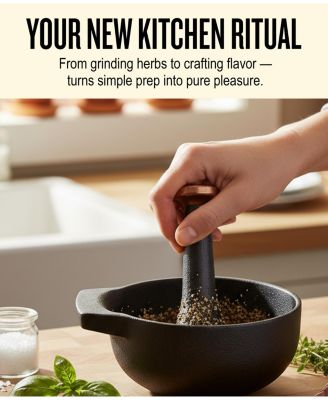 Nori 2-Cup Enameled Cast Iron Mortar & Pestle Set