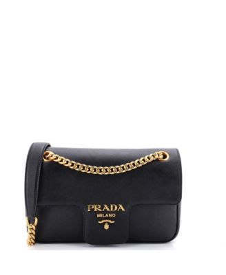 Small Pattina Flap Shoulder Bag Saffiano Leather