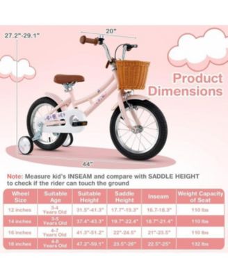 14 Inch Kids Retro Bicycle with Adjustable Height and Basket
