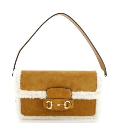 Mini Horsebit 1955 Shoulder Bag Suede with Shearling