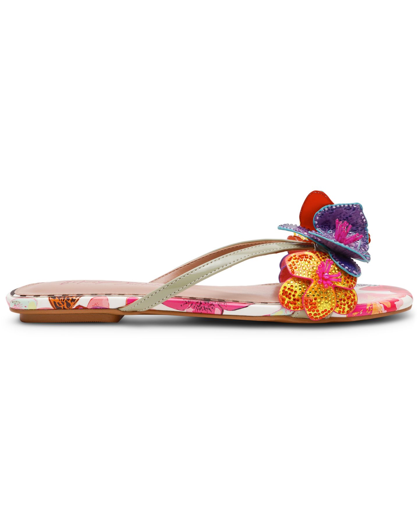 Женские сандалии Betsey Johnson Nicolle Flower Flat, цвет: Белый разноцветный — фото 2