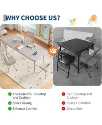 5 Piece Folding Kids Table and Chairs Set, Children Activity Table and Chairs Set for Dining Room,Daycare,Classrooms