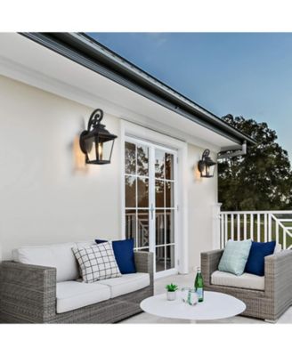 21"(H) 1-Pack Outdoor Wall Lantern Light – Vintage Metal and Clear Glass Sconce with Decorative Scroll Design for Porch, Patio