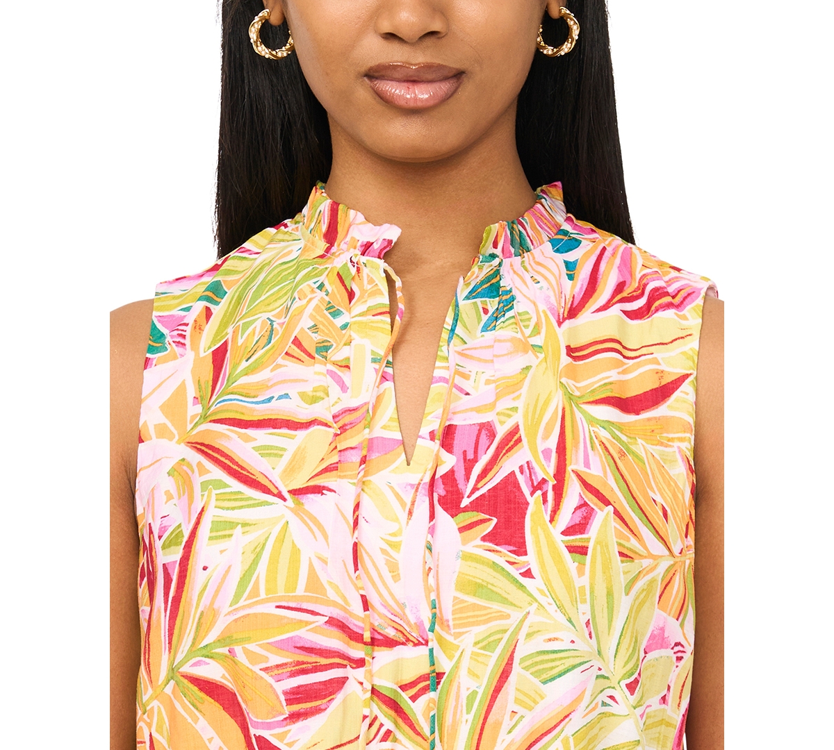 Msk Women's Tie Neck Tiered Maxi Dress