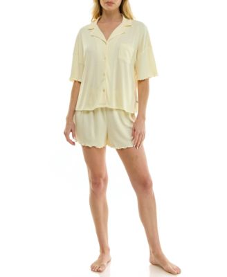 Women's Short-Sleeve Top and Elastic Waistband Shorts, 2-Piece Set