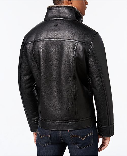 Calvin Klein Men's Pebble Faux-Leather Jacket with Faux Fur Lining - Coats & Jackets - Men - Macy's