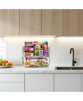 Large Stackable Open Front Storage Bins - For Pantry, Kitchen and Home Organization