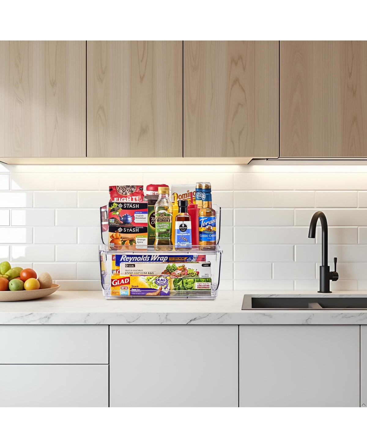 Sorbus Large Stackable Open Front Storage Bins - For Pantry