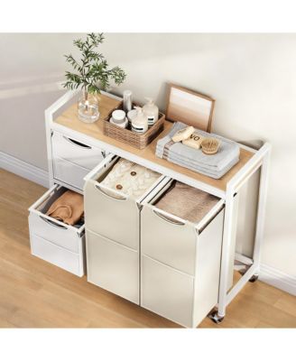 Laundry Sorter shelve with Hamper Wheels Rolling Basket Pull-out Detachable Bags