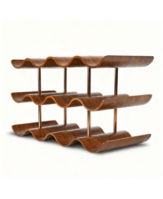 Countertop Wine shelf Wooden Storage Wavy Organizer Kitchen Cabinet Pantry Bar