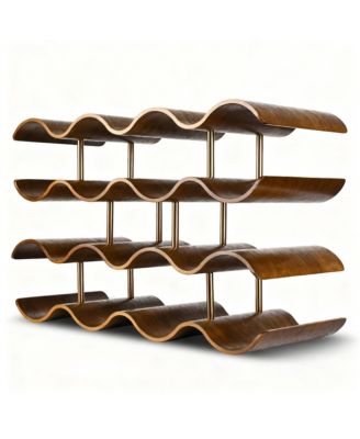 Countertop Wine shelf Wooden Storage Wavy Organizer Kitchen Cabinet Pantry Bar