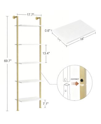 Ladder Bookshelf Wall-Mounted Solid Wood Industrial Storage Rack