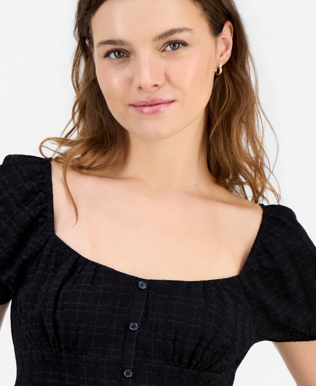 Sincerely Jules Juniors' Puff-Sleeve Babydoll Top