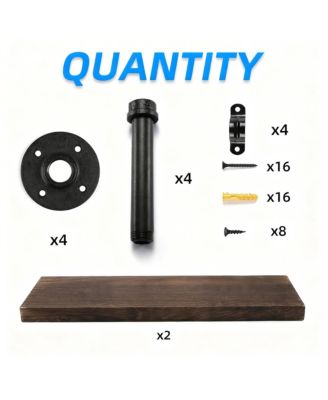 Wall Mounted Floating Shelves Industrial Pipe Brackets Rustic Wood