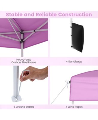 10 X 10 FT Pop up Canopy Tent w/ 4 Sidewalls Wheeled Bag 4 Sandbags 8 Stakes