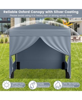 10 X 10 FT Pop up Canopy Tent w/ 4 Sidewalls Wheeled Bag 4 Sandbags 8 Stakes
