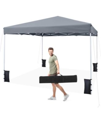 10 x 10 FT Pop up Canopy Tent w/Carrying Bag 4 Sandbags 8 Stakes 4 Wind Ropes