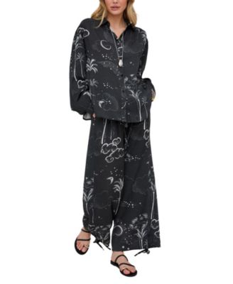 Women's Palm High Waist Palm Print Trouser