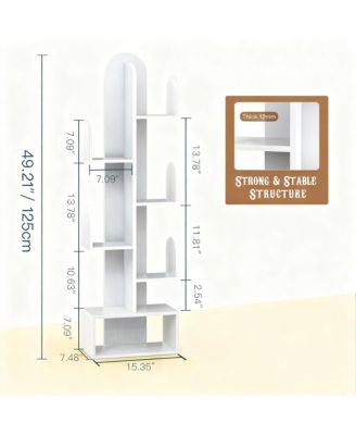 Cactus Tree Bookshelf Wood Corner Storage Rack