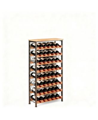 Bottles Wine Rack Freestanding Floor Wood Top Tier Kitchen Pantry Storage