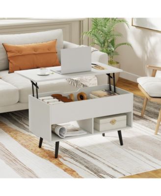 31.5 Inch Lift-Top Coffee Table with Hidden Storage and 2 Open Shelves