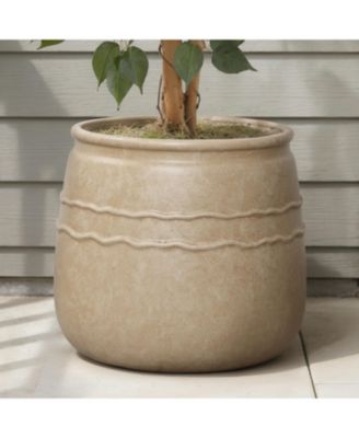 14" Dia Rustic Brown Large Plant Pot with Drainage, Farmhouse Round Flower Pot Planter for Indoor and Outdoor Plants