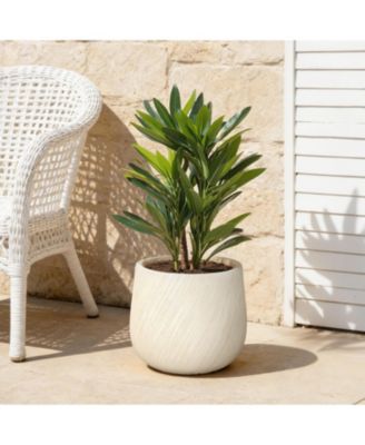 14" Dia Large Plant Pot with Drainage, Texutred Round Planter Pot for Indoor and Outdoor Plants