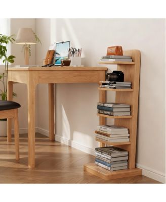 Solid Wood 5-Tier Narrow Bookshelf Corner Ladder Bookcase