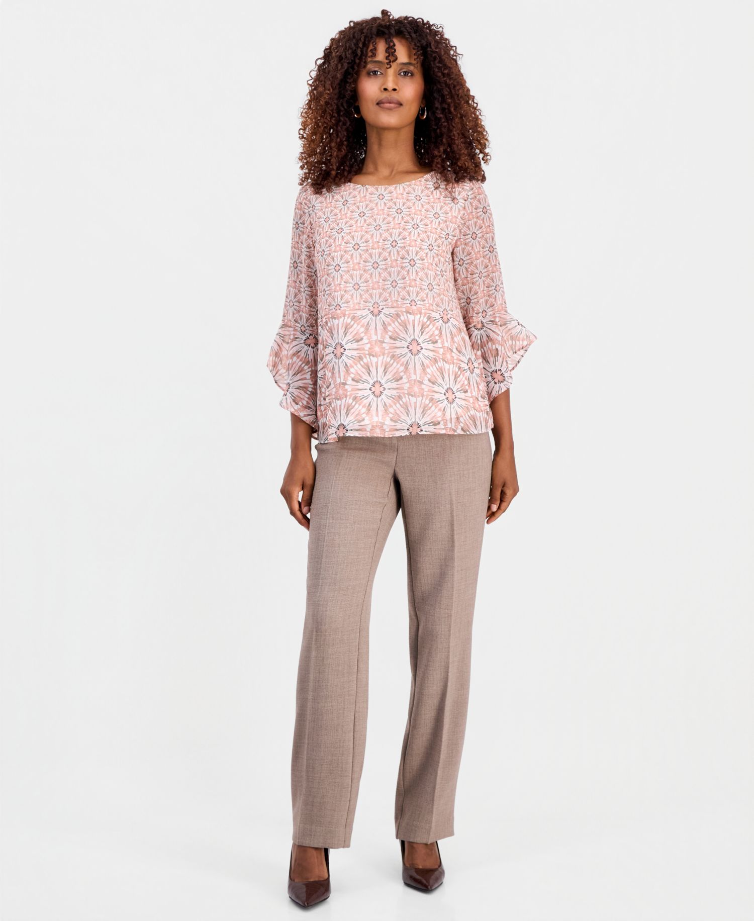 Petite Printed 3/4-Sleeve Top