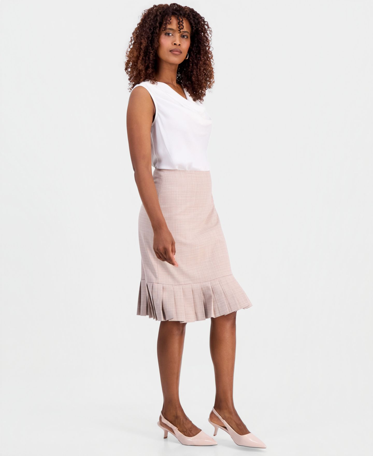 Женская юбка Kasper Pleated-Hem Pencil, цвет: Tstd Wt/Vanlice — фото 3