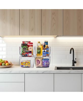 Medium Stackable Open Front Storage Bins - For Pantry, Kitchen and Home Organization